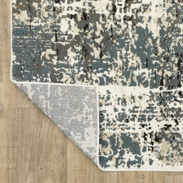 8' X 11' Ivory And Gray Abstract Area Rug