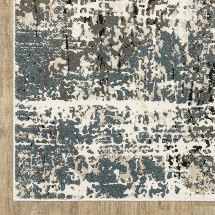 8' X 11' Ivory And Gray Abstract Area Rug