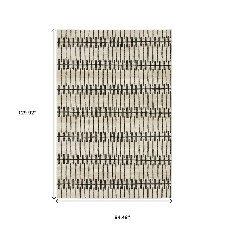 8' X 11' Beige And Black Geometric Area Rug