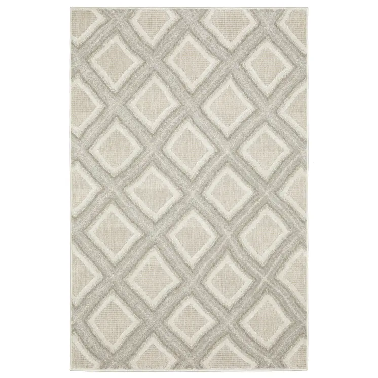 8' X 11' Gray And Beige Diamond Area Rug