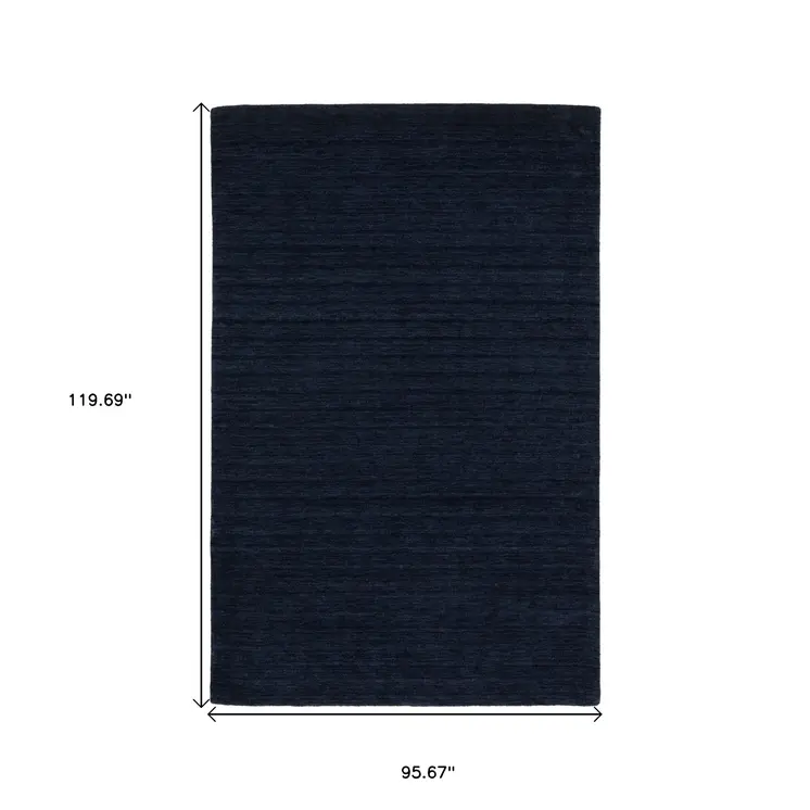8' X 10' Navy Blue Wool Hand Tufted Area Rug