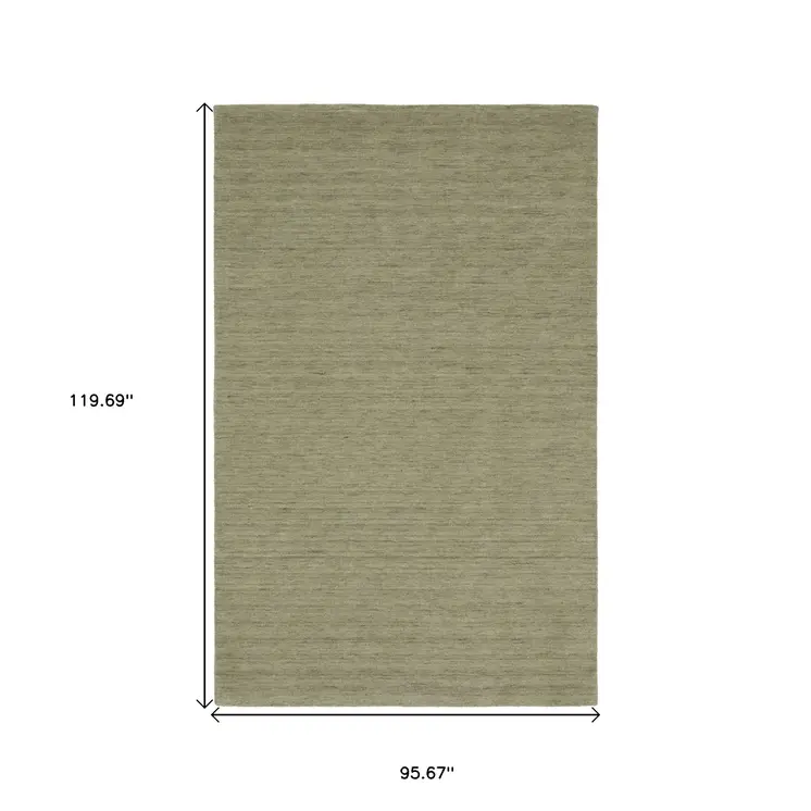 8' X 10' Sage And Green Wool Hand Tufted Area Rug