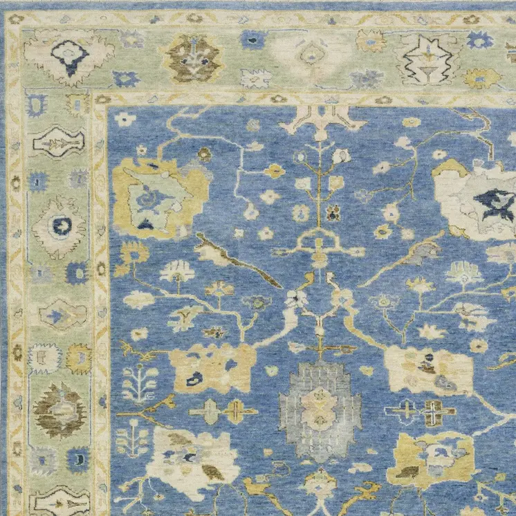 8' X 10' Blue And Green Wool Oriental Hand Knotted Area Rug With Fringe