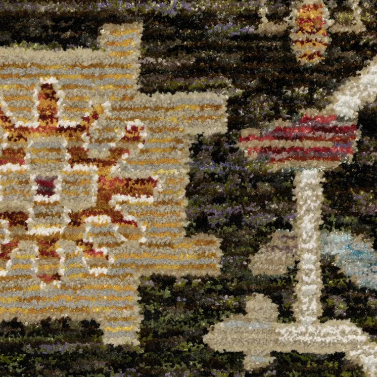 5' X 7' Brown Black And Tan Oriental Area Rug