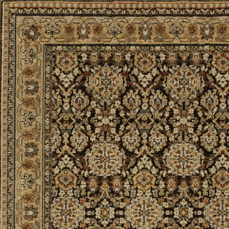 5' X 7' Brown And Gold Oriental Area Rug