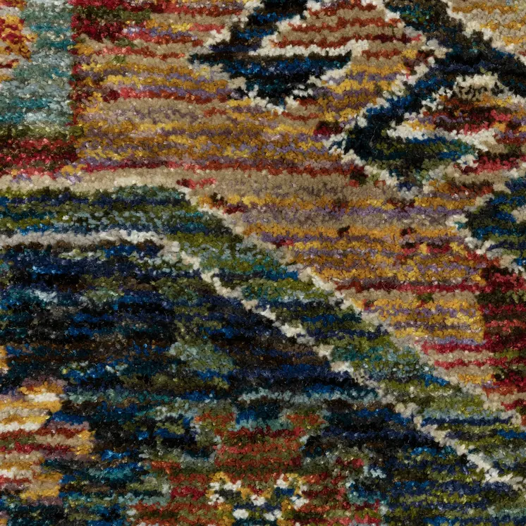 5' X 7' Blue Rust And Gray Tribal Area Rug