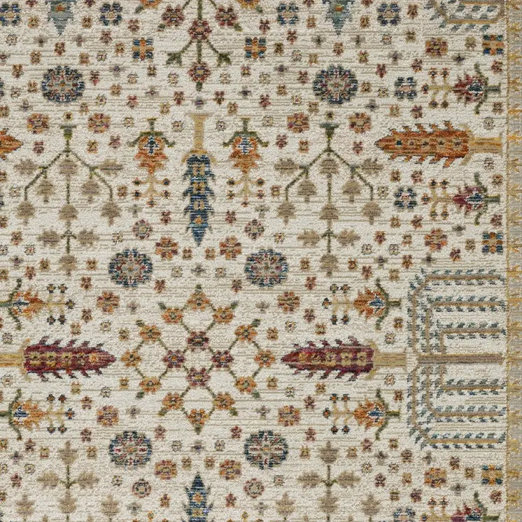 5' X 7' Ivory And Gold Oriental Area Rug