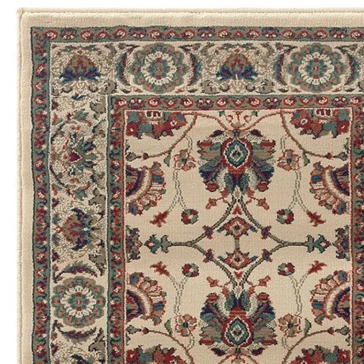 9' Ivory And Red Floral Runner Rug