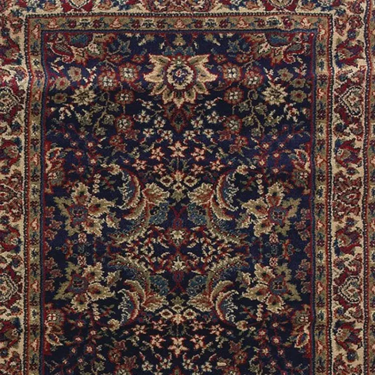 9' Blue And Red Oriental Runner Rug