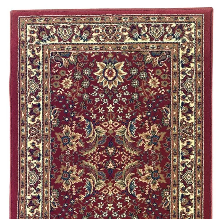 9' Red And Ivory Oriental Runner Rug