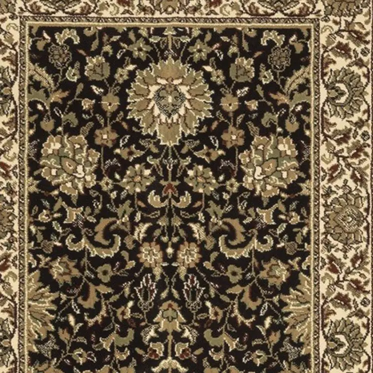 9' Brown And Ivory Oriental Runner Rug