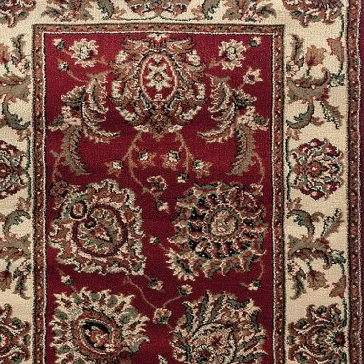 9' Red And Ivory Oriental Runner Rug