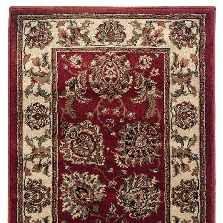 9' Red And Ivory Oriental Runner Rug