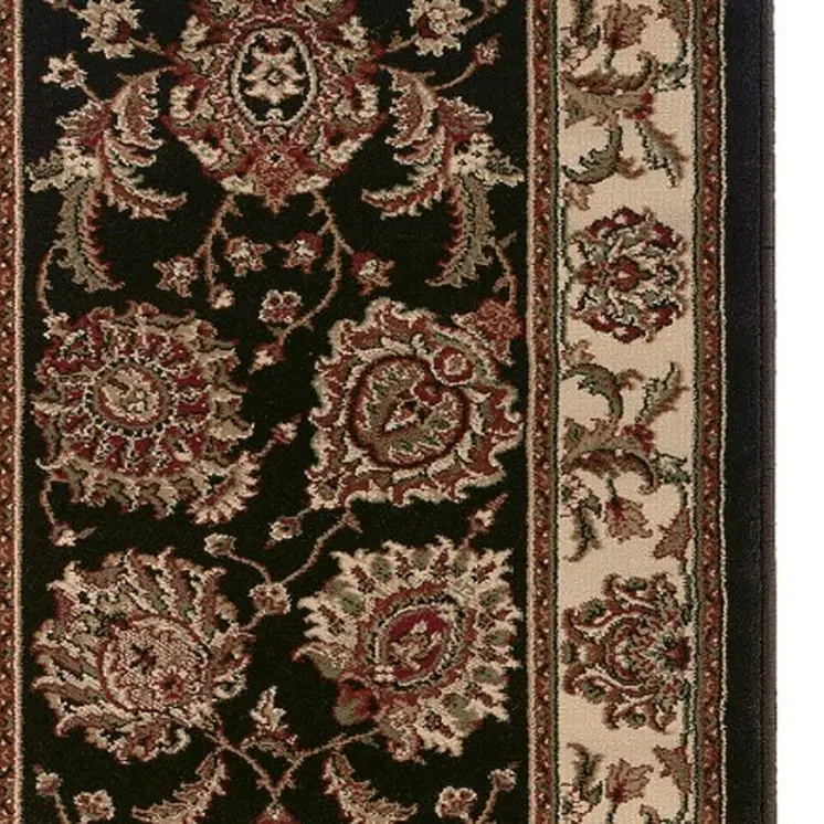 9' Brown And Ivory Oriental Runner Rug