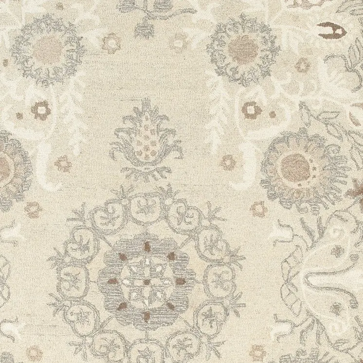 8' X 10' Sand Wool Floral Hand Tufted Area Rug