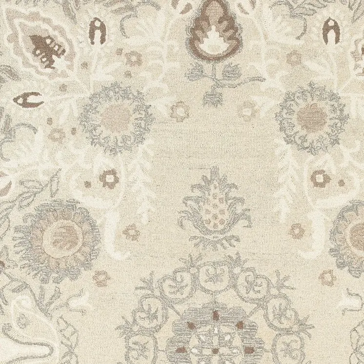 8' X 10' Sand Wool Floral Hand Tufted Area Rug
