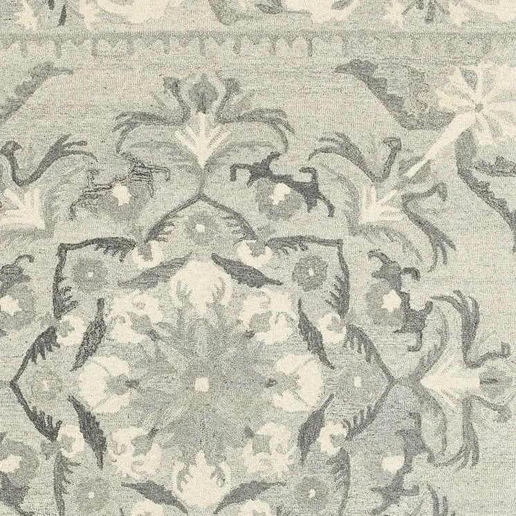 8' X 10' Ivory Wool Floral Hand Tufted Area Rug