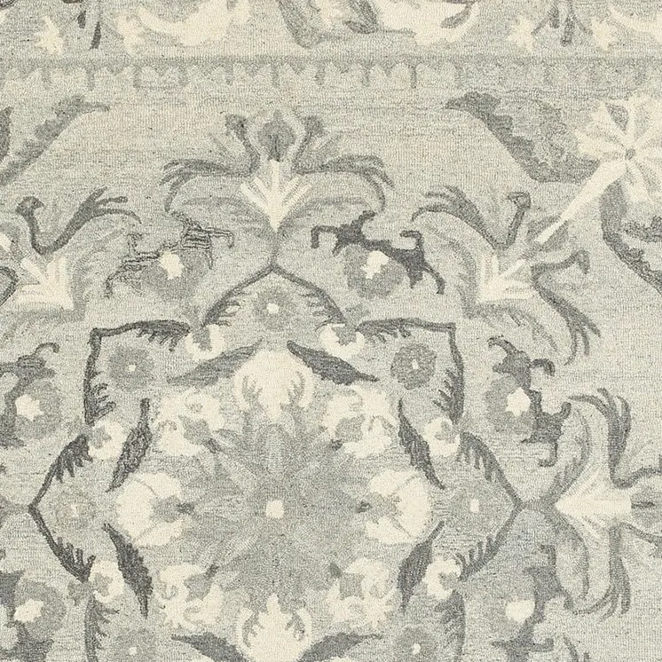 8' X 10' Ivory Wool Floral Hand Tufted Area Rug