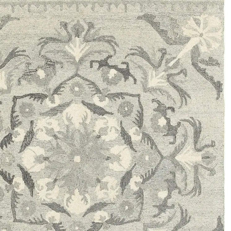 8' X 10' Ivory Wool Floral Hand Tufted Area Rug