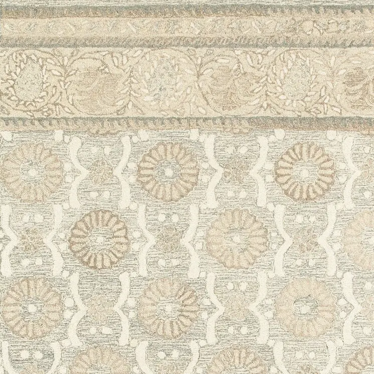 8' X 10' Sand Wool Floral Hand Tufted Area Rug