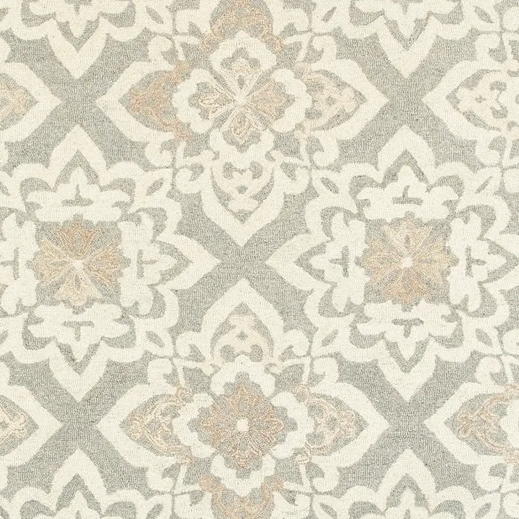 8' X 10' Gray And Sand Wool Geometric Hand Tufted Area Rug