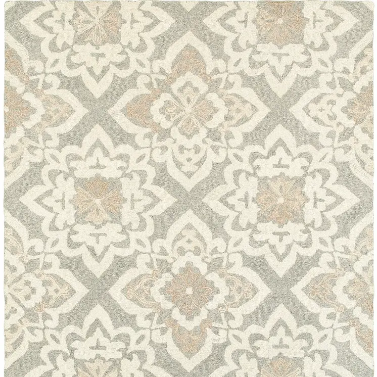 8' X 10' Gray And Sand Wool Geometric Hand Tufted Area Rug