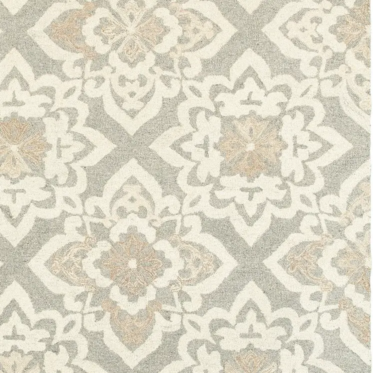 8' X 10' Gray And Sand Wool Geometric Hand Tufted Area Rug