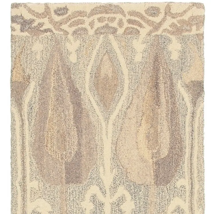 8' Gray And Beige Wool Abstract Hand Tufted Runner Rug