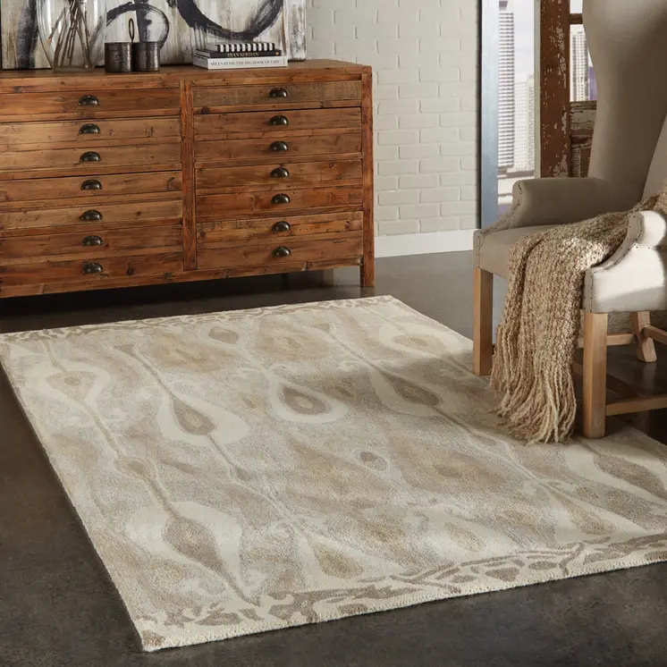8' X 10' Gray And Beige Wool Abstract Hand Tufted Area Rug