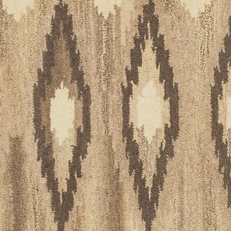8' Beige And Ivory Wool Abstract Hand Tufted Runner Rug