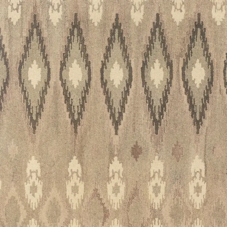 8' X 10' Beige And Ivory Wool Abstract Hand Tufted Area Rug