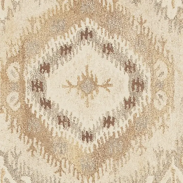 8' Beige And Ivory Wool Abstract Hand Tufted Runner Rug
