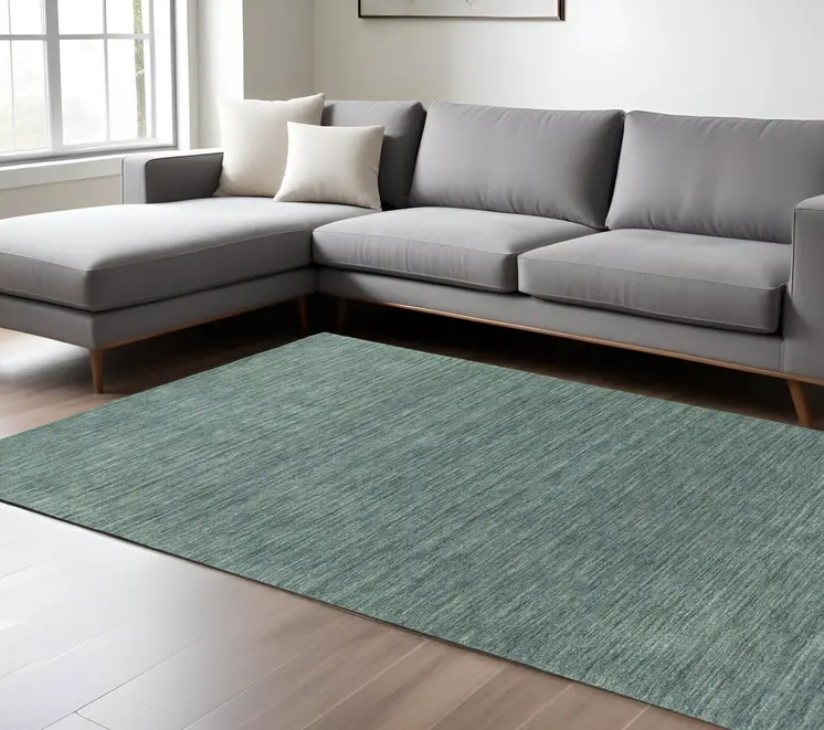 6' X 9' Light Blue Wool Hand Tufted Area Rug