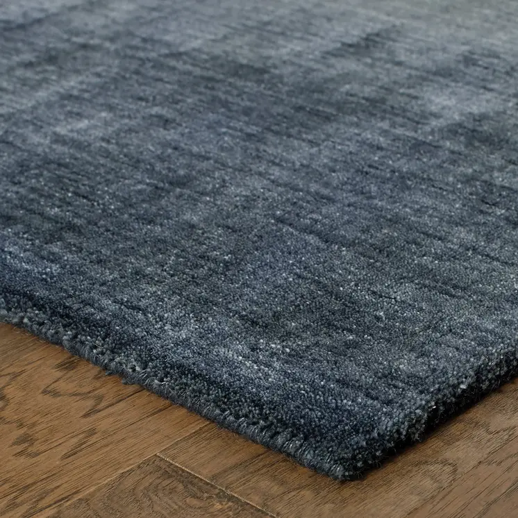 6' X 9' Navy Blue Wool Hand Tufted Area Rug