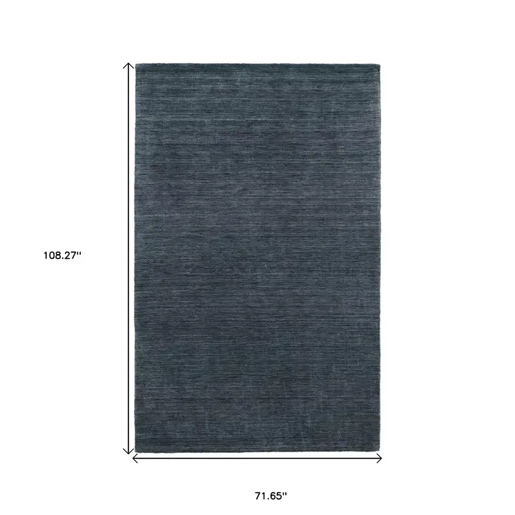 6' X 9' Navy Blue Wool Hand Tufted Area Rug