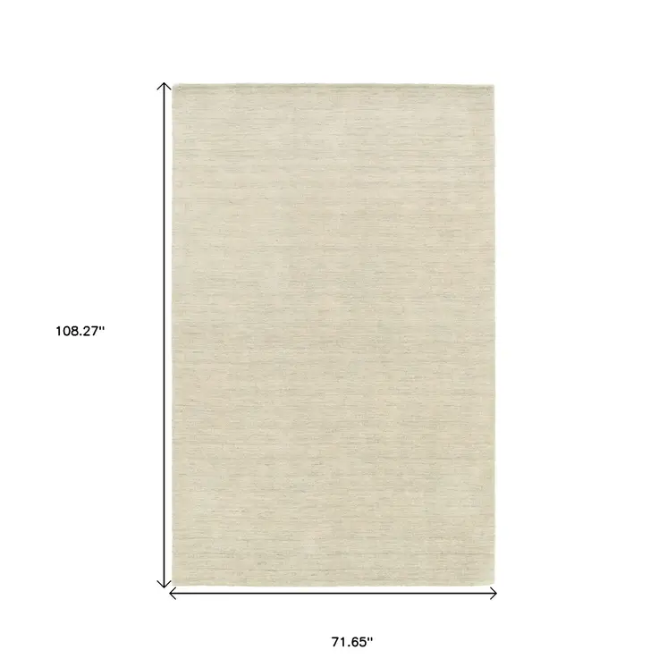 6' X 9' Beige Wool Hand Tufted Area Rug