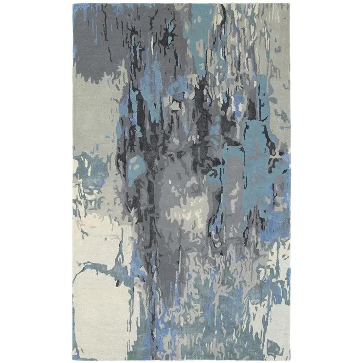 8' X 10' Blue And Gray Abstract Hand Tufted Area Rug