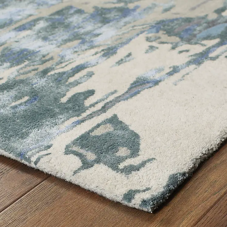 8' X 10' Blue And Gray Abstract Hand Tufted Area Rug