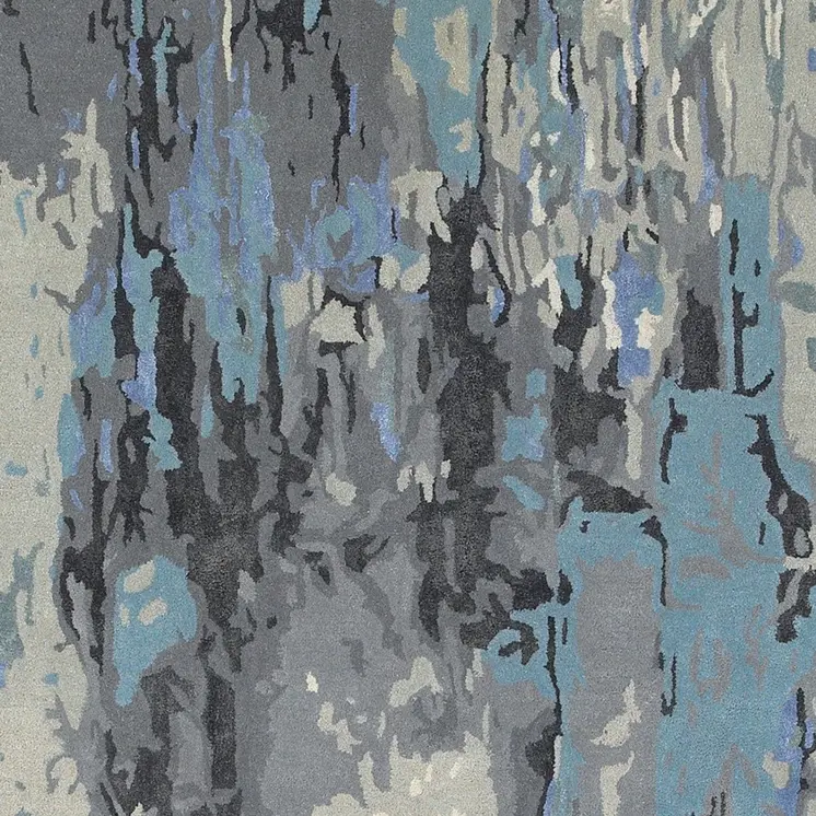 8' X 10' Blue And Gray Abstract Hand Tufted Area Rug