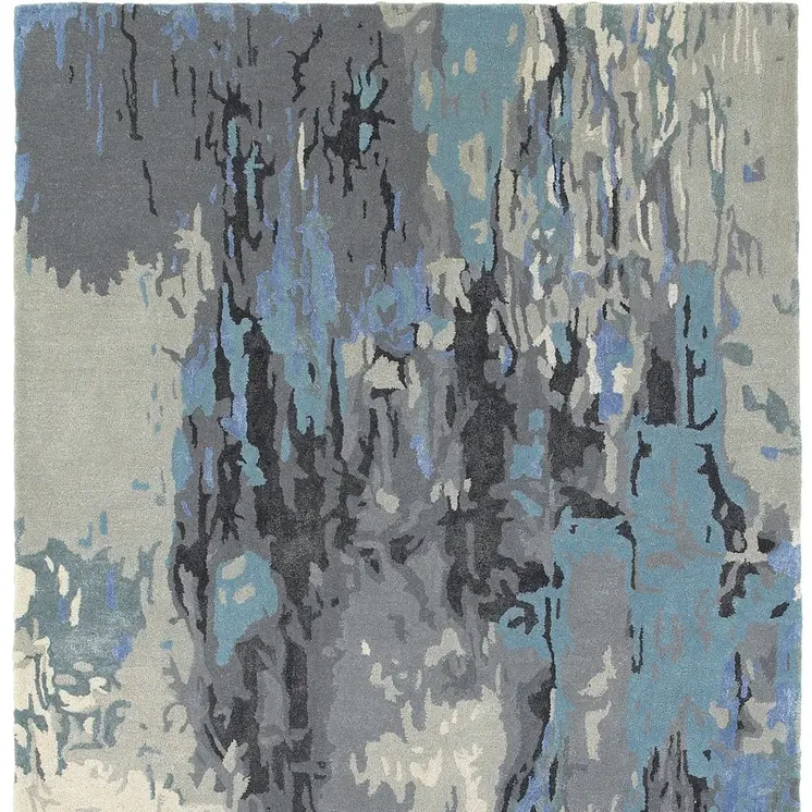 8' X 10' Blue And Gray Abstract Hand Tufted Area Rug