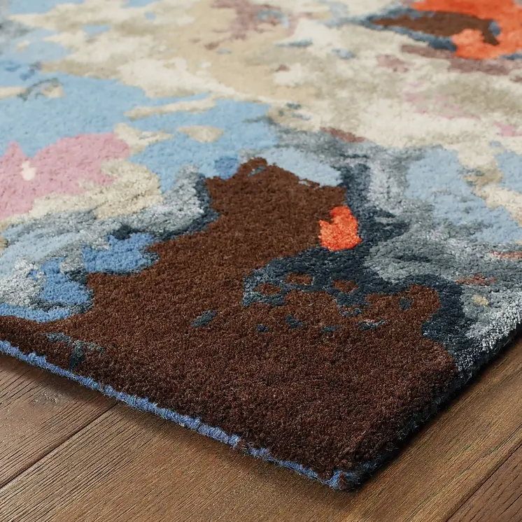 8' X 10' Pink Blue And Orange Abstract Hand Tufted Area Rug