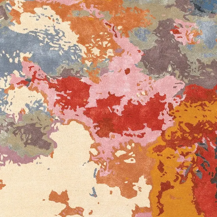 8' X 10' Pink Blue And Orange Abstract Hand Tufted Area Rug