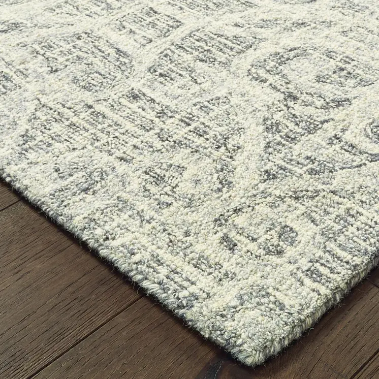 8' X 10' Gray And Ivory Wool Geometric Hand Tufted Area Rug