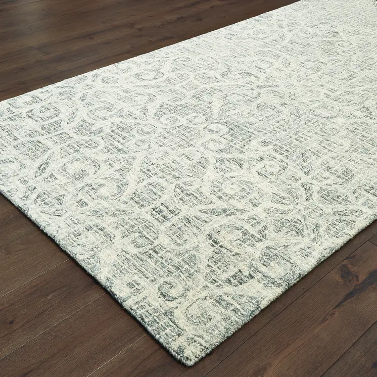 8' X 10' Gray And Ivory Wool Geometric Hand Tufted Area Rug