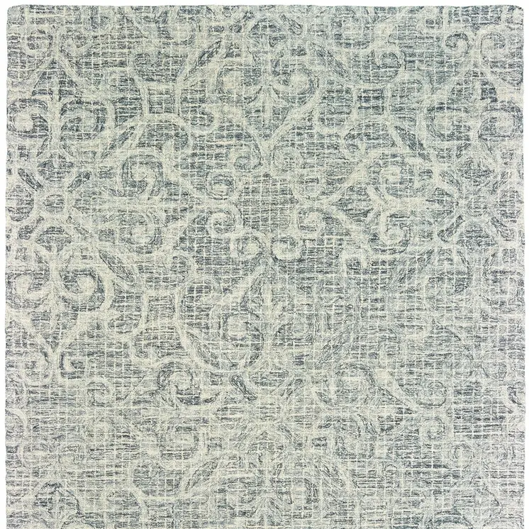 8' X 10' Gray And Ivory Wool Geometric Hand Tufted Area Rug