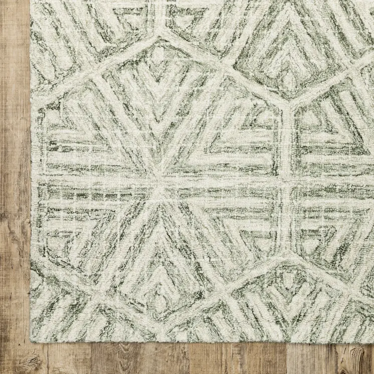 8' X 10' Gray And Ivory Wool Geometric Hand Tufted Area Rug