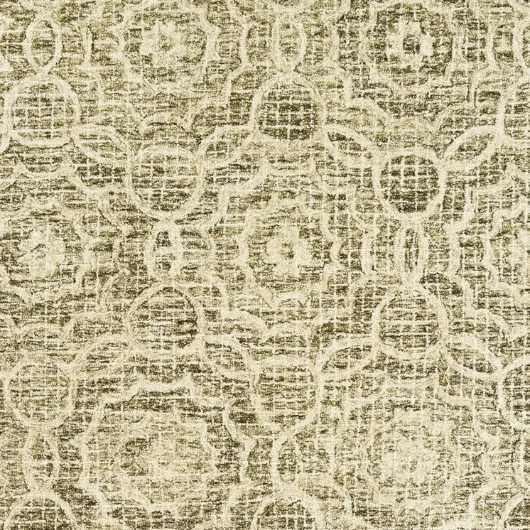 8' X 10' Green And Ivory Wool Geometric Hand Tufted Area Rug