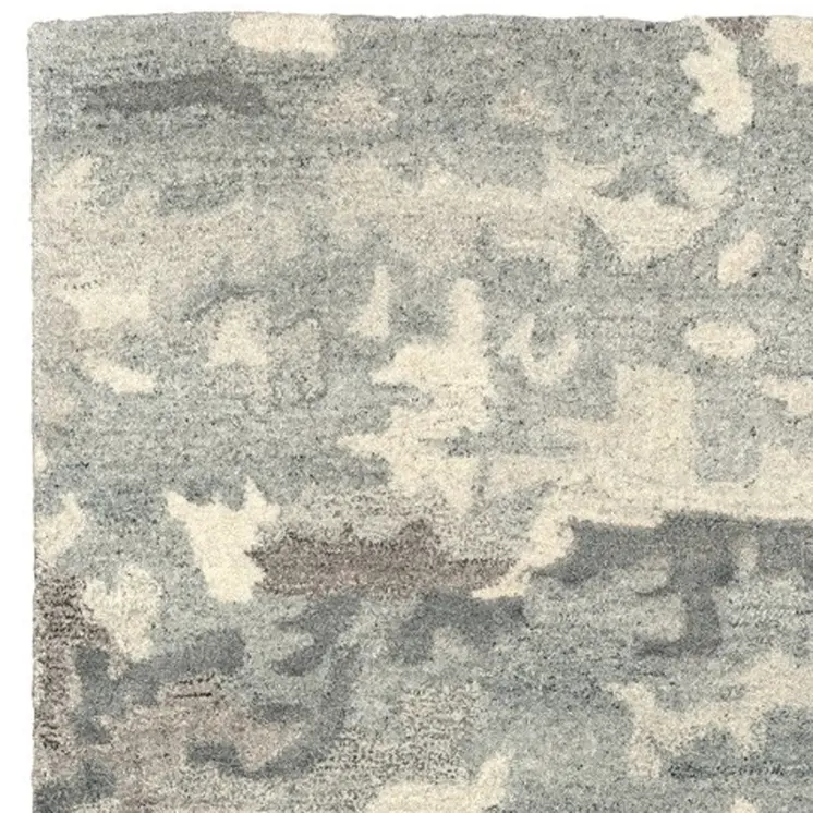 8' Gray And Charcoal Wool Abstract Hand Tufted Runner Rug