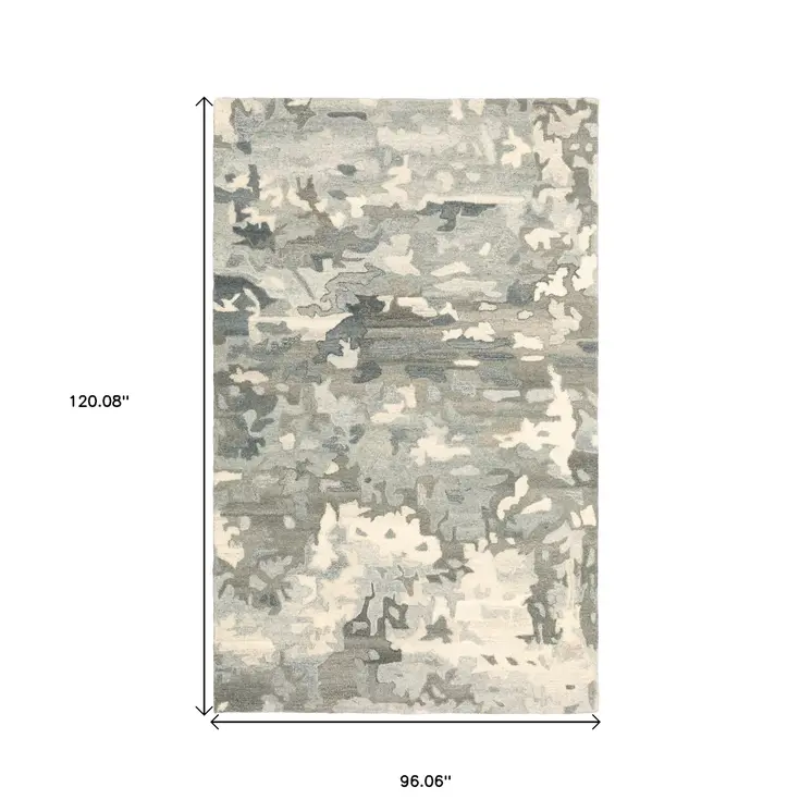 8' X 10' Gray And Charcoal Wool Abstract Hand Tufted Area Rug