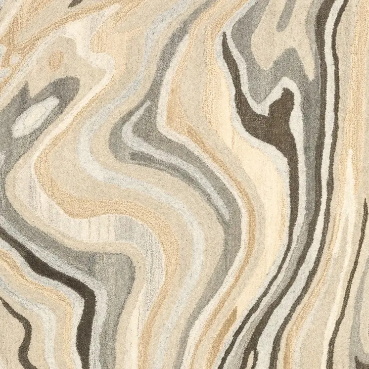 8' X 10' Beige And Charcoal Wool Abstract Hand Tufted Area Rug